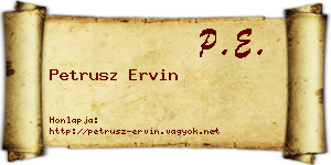 Petrusz Ervin névjegykártya